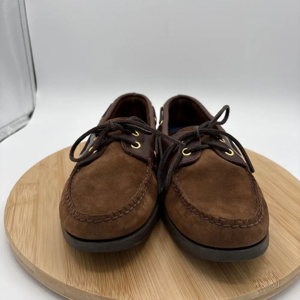 Sperry Top-Sider Boat Shoes Mens 10 Brown Suedew Leather Moc Casual Lace Up
